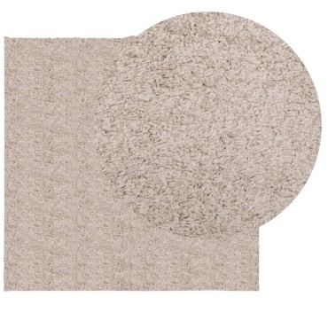 vidaXL Χαλί Shaggy PAMPLONA με Ψηλό Πέλος Μοντέρνο Μπεζ 160x160cm