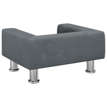 vidaXL Καναπές Παιδικός Σκούρο Γκρι 50x40x26,5cm από Βελούδο 1 τεμ.