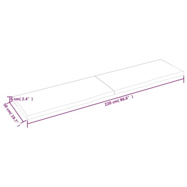 vidaXL Πάγκος Μπάνιου Σκούρο Καφέ 220x50x(2-6) εκ. Επεξεργ. Μασίφ Ξύλο