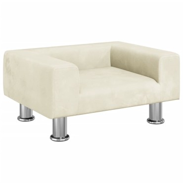 vidaXL Καναπές Παιδικός κρεμ 50x40x26,5cm από Βελούδο 1 τεμ.