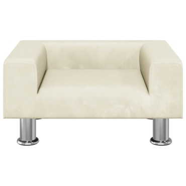 vidaXL Καναπές Παιδικός κρεμ 50x40x26,5cm από Βελούδο 1 τεμ.