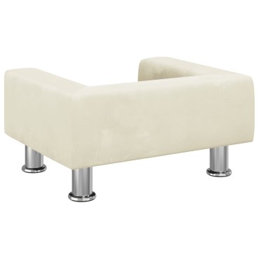 vidaXL Καναπές Παιδικός κρεμ 50x40x26,5cm από Βελούδο 1 τεμ.