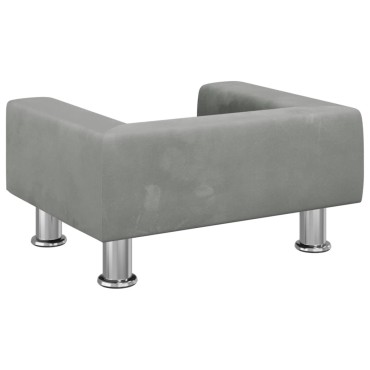 vidaXL Καναπές Παιδικός Ανοιχτό Γκρι 50x40x26,5cm από Βελούδο 1 τεμ.