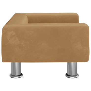 vidaXL Καναπές Παιδικός Καφέ 50x40x26,5cm από Βελούδο 1 τεμ.