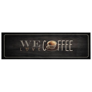 vidaXL Χαλί Κουζίνας Πλενόμενο Επιγραφή Coffee 45x150 εκ. Βελούδο