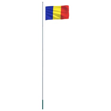 vidaXL Σημαία Ρουμανίας 6,2 μ. με Ιστό Αλουμινίου