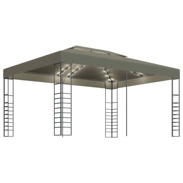 vidaXL Κιόσκι με Φωτάκια LED Taupe 3 x 4 μ.