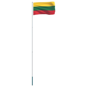 vidaXL Σημαία Λιθουανίας 4 μ. με Ιστό Αλουμινίου