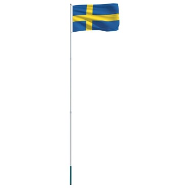 vidaXL Σημαία Σουηδίας 4 μ. με Ιστό Αλουμινίου