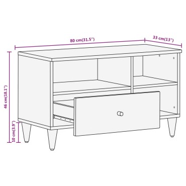 vidaXL Έπιπλο Τηλεόρασης 80x33x46cm από Μασίφ Ξύλο Μάνγκο