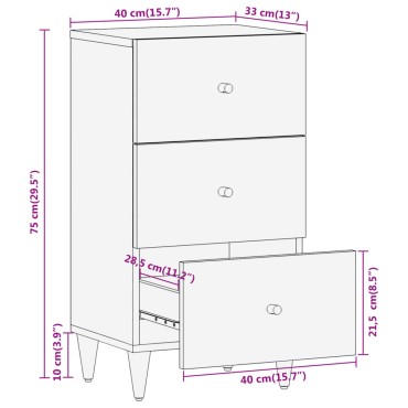 vidaXL Βοηθητικό Ντουλάπι 40x33x75cm από Μασίφ Ξύλο Μάνγκο 1 τεμ.