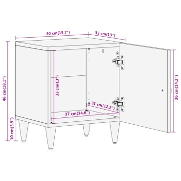 vidaXL Κομοδίνο 40x33x46cm από Μασίφ Ξύλο Μάνγκο 1 τεμ.