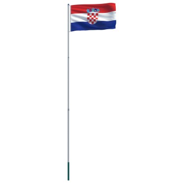 vidaXL Σημαία Κροατίας 6 μ. με Ιστό Αλουμινίου