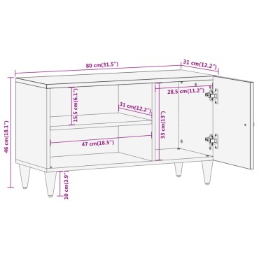 vidaXL Έπιπλο Τηλεόρασης 80x31x46cm από Μασίφ Ξύλο Μάνγκο