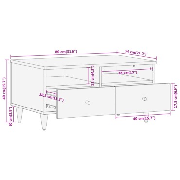 vidaXL Τραπεζάκι Σαλονιού 80x54x40cm από Μασίφ Ξύλο Μάνγκο 1 τεμ.