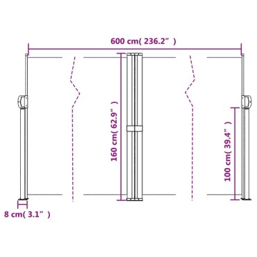 vidaXL Σκίαστρο Πλαϊνό Συρόμενο Ανθρακί 160 x 600 εκ.