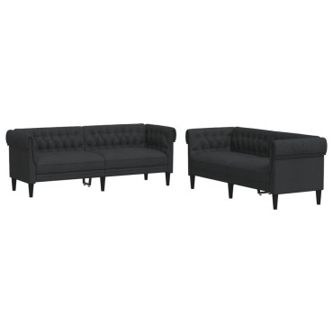 vidaXL Καναπέδες Σετ 2 τεμ. Μαύροι Υφασμάτινοι 182,5x74,5x74,5cm  Διθέσιος Τριθέσιος