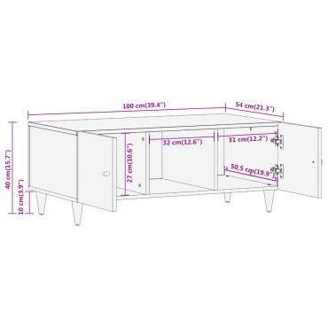 vidaXL Τραπεζάκι Σαλονιού 100x54x40cm από Μασίφ Ξύλο Μάνγκο 1 τεμ.