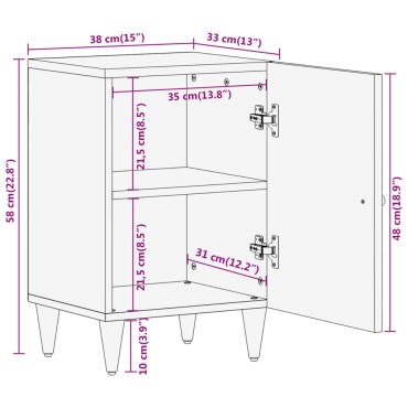 vidaXL Ντουλάπι Μπάνιου 38x33x58cm από Μασίφ Ξύλο Μάνγκο 1 τεμ.