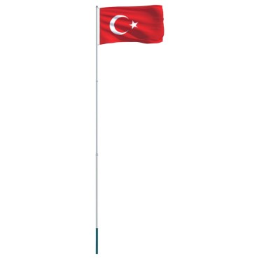 vidaXL Σημαία Τουρκίας 4 μ. με Ιστό Αλουμινίου