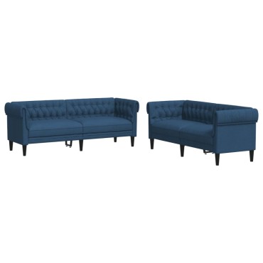 vidaXL Σετ Σαλονιού 2 τεμ. Μπλε Υφασμάτινο 182,5x74,5x74,5cm  Διθέσιος Τριθέσιος