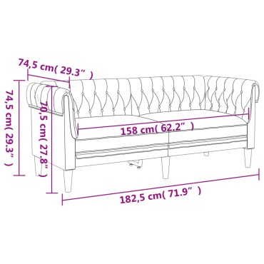 vidaXL Σετ Σαλονιού 2 τεμ. Μπλε Υφασμάτινο 182,5x74,5x74,5cm  Διθέσιος Τριθέσιος