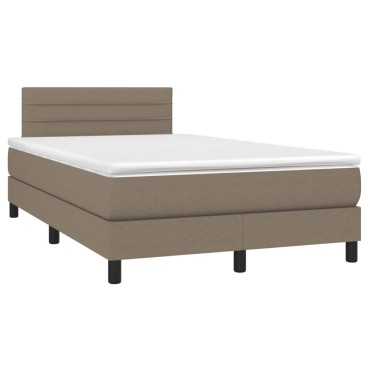 vidaXL Κρεβάτι Boxspring με Στρώμα & LED Taupe 120x190 εκ. Υφασμάτινο