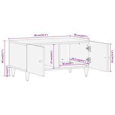 vidaXL Τραπεζάκι Σαλονιού 80x50x40cm από Μασίφ Ξύλο Μάνγκο 1 τεμ.