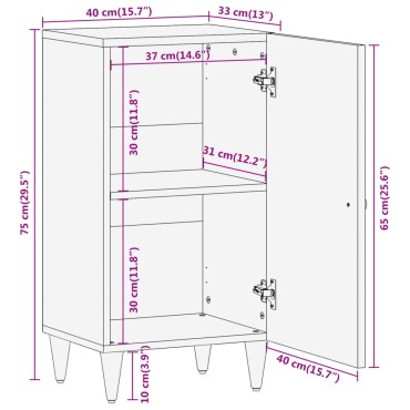 vidaXL Βοηθητικό Ντουλάπι 40x33x75cm από Μασίφ Ξύλο Μάνγκο 1 τεμ.