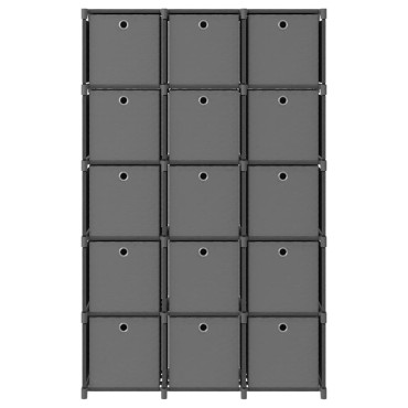 vidaXL Ραφιέρα με 15 Κύβους & Κουτιά Γκρι 103x30x175,5cm Υφασμάτινη 1 τεμ.