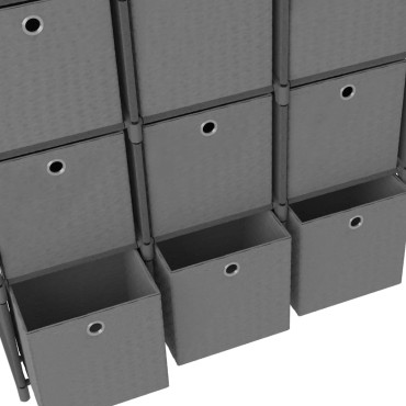 vidaXL Ραφιέρα με 15 Κύβους & Κουτιά Γκρι 103x30x175,5cm Υφασμάτινη 1 τεμ.