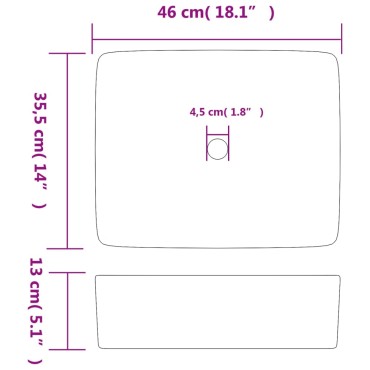 vidaXL Νιπτήρας Ορθογώνιος Μαύρος 46 x 35,5 x 13 εκ. Κεραμικός