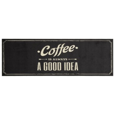 vidaXL Χαλί Κουζίνας Πλενόμενο Επιγραφή Coffee 60x180 εκ. Βελούδο