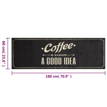 vidaXL Χαλί Κουζίνας Πλενόμενο Επιγραφή Coffee 60x180 εκ. Βελούδο