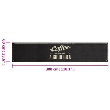 vidaXL Χαλί Κουζίνας Πλενόμενο Επιγραφή Coffee 60x300 εκ. Βελούδο