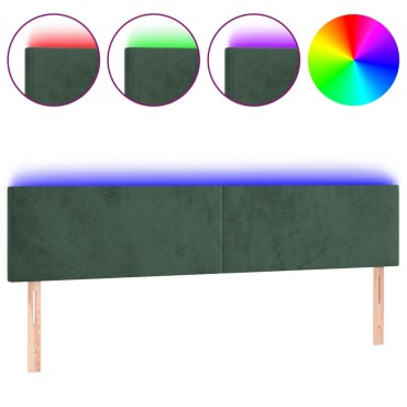 vidaXL Κεφαλάρι Κρεβατιού LED Σκούρο Πράσινο 180x5x78/88cm Βελούδινο 1 τεμ.