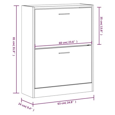 vidaXL Παπουτσοθήκη Καφέ Δρυς 63x24x81cm από Επεξεργασμένο Ξύλο