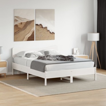 vidaXL Κεφαλάρι Λευκό από Μασίφ Ξύλο Πεύκου 145,5x3,5x81cm 1 τεμ.