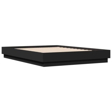 vidaXL Πλαίσιο Κρεβατιού Μαύρο 135x190 εκ. Επεξεργ. Ξύλο