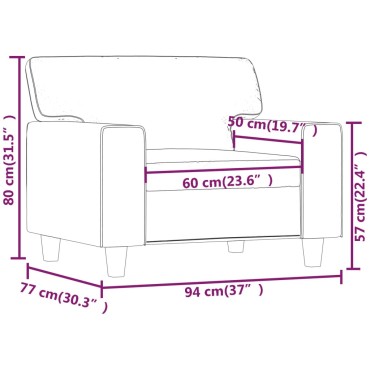 vidaXL Πολυθρόνα Κρεμ Συνθετικό δέρμα 94x77x80cm 1 τεμ. Γωνιακός