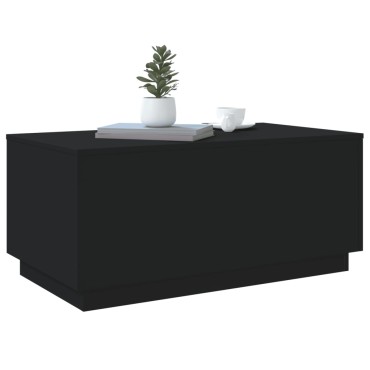 vidaXL Τραπεζάκι Σαλονιού με LED Μαύρο 90x50x40cm 1 τεμ.