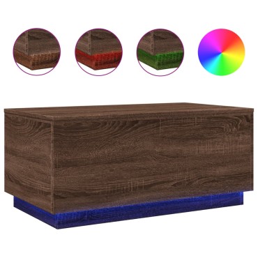 vidaXL Τραπεζάκι Σαλονιού με LED Καφέ Δρυς 90x50x40cm 1 τεμ.