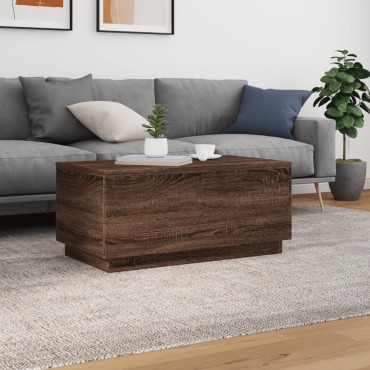 vidaXL Τραπεζάκι Σαλονιού με LED Καφέ Δρυς 90x50x40cm 1 τεμ.