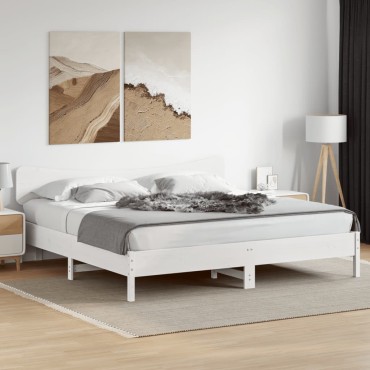 vidaXL Κεφαλάρι Λευκό από Μασίφ Ξύλο Πεύκου 185,5x3,5x81cm 1 τεμ.