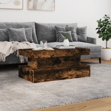 vidaXL Τραπεζάκι Σαλονιού με LED Καπνιστή Δρυς 90x50x40cm 1 τεμ.