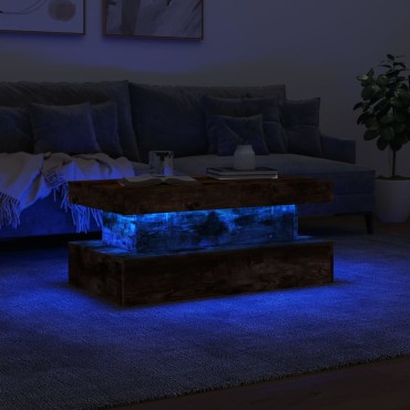 vidaXL Τραπεζάκι Σαλονιού με LED Καπνιστή Δρυς 90x50x40cm 1 τεμ.