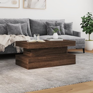 vidaXL Τραπεζάκι Σαλονιού με LED Καφέ Δρυς 90x50x40cm 1 τεμ.