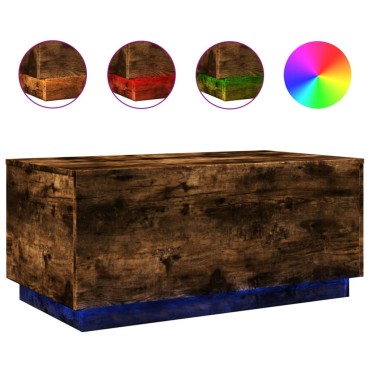vidaXL Τραπεζάκι Σαλονιού με LED Καπνιστή Δρυς 90x50x40cm 1 τεμ.