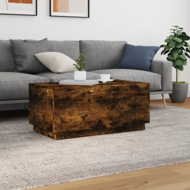 vidaXL Τραπεζάκι Σαλονιού με LED Καπνιστή Δρυς 90x50x40cm 1 τεμ.