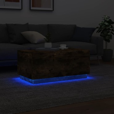 vidaXL Τραπεζάκι Σαλονιού με LED Καπνιστή Δρυς 90x50x40cm 1 τεμ.
